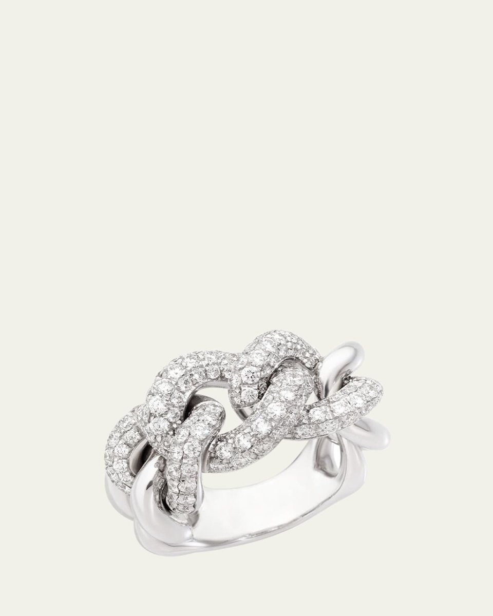 Catene White Gold Pave Diamond Link Statement Ring